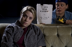 Nicole Perrone as Matt Damon and Elizabeth R. Wood as Ben Affleck 